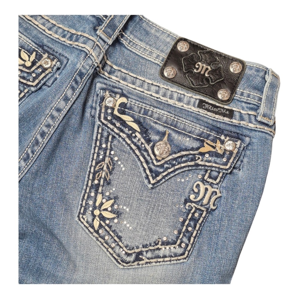 Miss Me Women's 29 JP5443B3 Bootcut Jeans Western Embellished Distressed Stretch